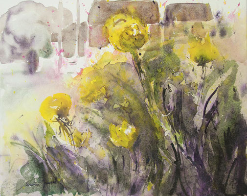 Aquarelle originale de fleurs jaunes