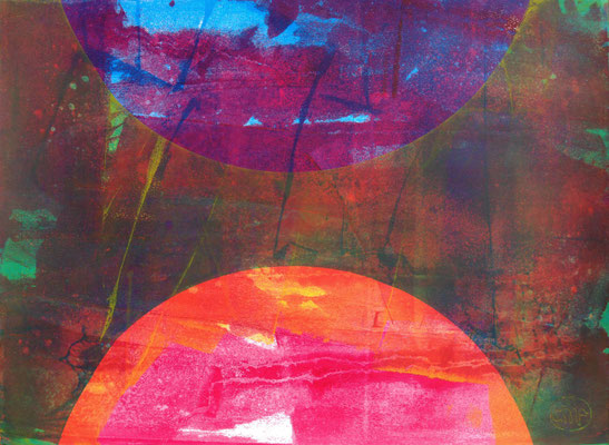 Art abstrait, sérigraphie originale 56cm x76cm