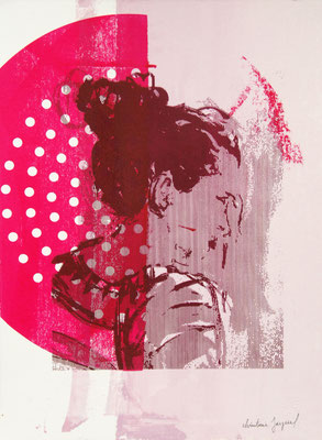 Femme de profil en sérigraphie 38cm x28cm
