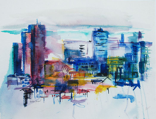 Aquarelle originale de la ville de Nancy 