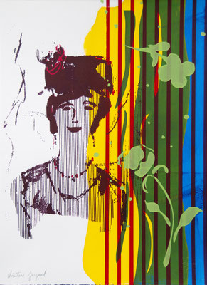 Sérigraphie originale d'un visage 28cmx 38cm