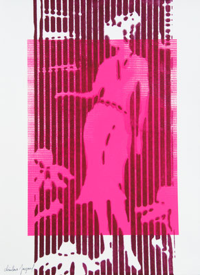 Sérigraphie originale d'une silhouette de femme 38cm x28cm