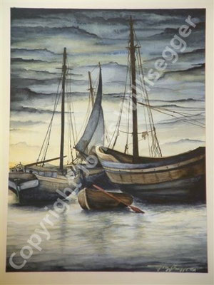 Schiffe, Aquarell