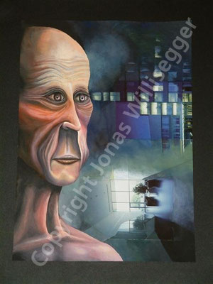 Im Spital, Mischtechnik (Acryl, Collage)