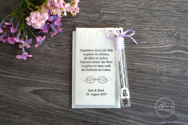 Freudentränen Taschentücher flach mit Bubbles & Herzrand - Sonderanfertigung "eigenes Logo & Schriften"