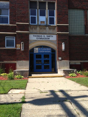 Outside door into the gym area. 