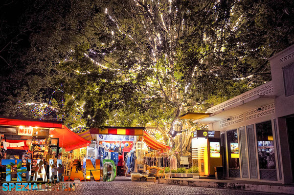 Lichterkette im Baum bei Nacht in Chiang Mai