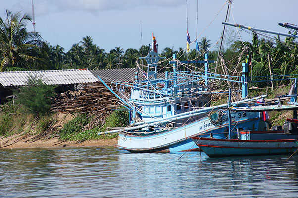 Fischerboote im Überfluss in Bang Saphan.