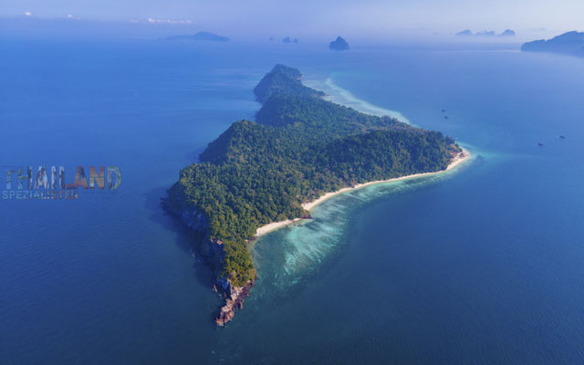 Koh Kradan aus der Luft fotografiert