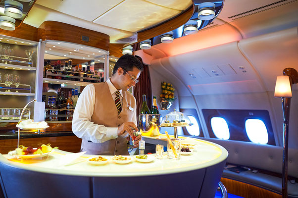 Firstclass der A380er Emirates nach Bangkok