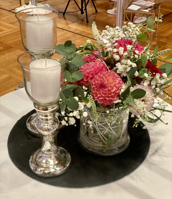 Kerzenständer Bauernsilber mit Glas in 3 Größen