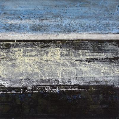 25-104 - 150 x 150 cm, acrylique/papiers krafts encollés, 2025