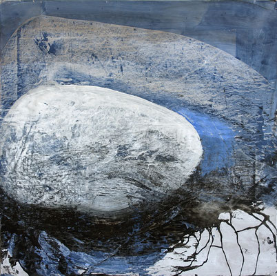 25-010 - 90 x 90 cm, acrylique/kraft encollé sur kraft, 2025