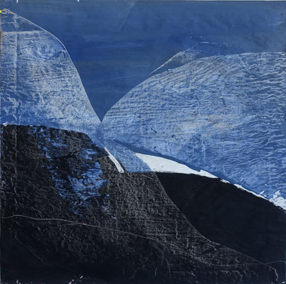 25-008 - 90 x 90 cm, acrylique/kraft encollé sur kraft, 2025