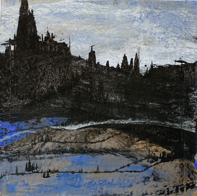 25-004 - 90 x 90 cm, acrylique/kraft encollé sur kraft, 2025