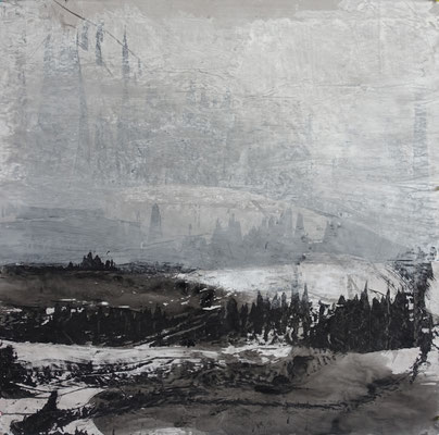 25-015 - 90 x 90 cm, acrylique/kraft encollé sur kraft, 2025