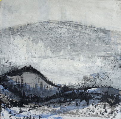 25-005 - 90 x 90 cm, acrylique/kraft encollé sur kraft, 2025