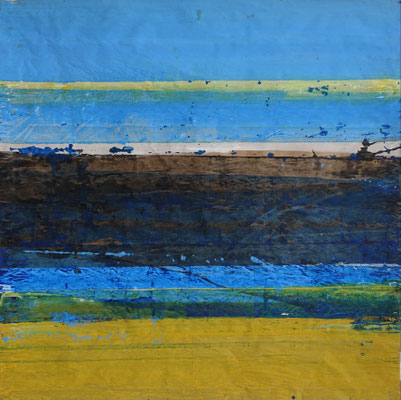 25-107 - 150 x 150 cm, acrylique/papiers krafts encollés, 2025