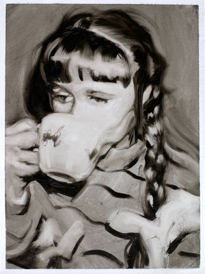 White Ribbons, Oil auf Papier