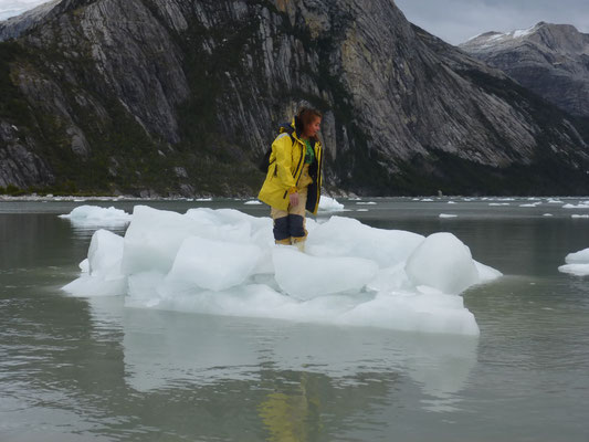 Carolina l'aventurière teste la stabilité des icebergs.