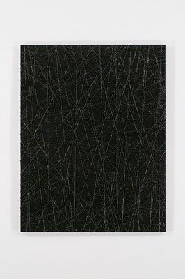 月の夜　116.5×91.0㎝(2010)　kite strings and acrylic on wooden panel
