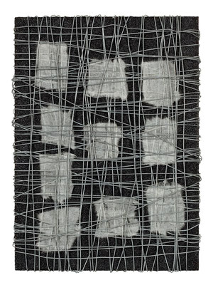 無題　33.5×24.0㎝(2009)　wires and japanese paper,acrylic on wooden panel