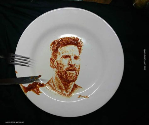 Lionel Messi draw with Ketchup  Javier Fiore- Art