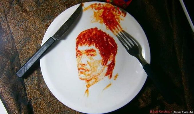 DBruce Lee draw with Ketchup  Javier Fiore- Art