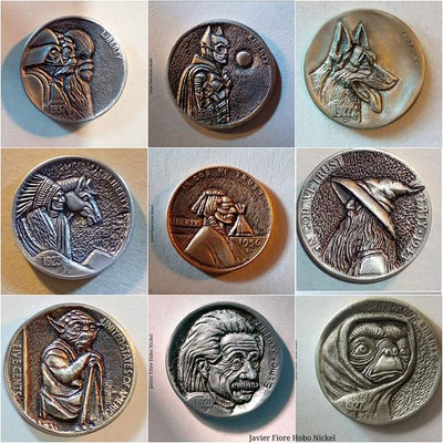 Javier Fiore Hobo Nickel hand carved coin Numismatic