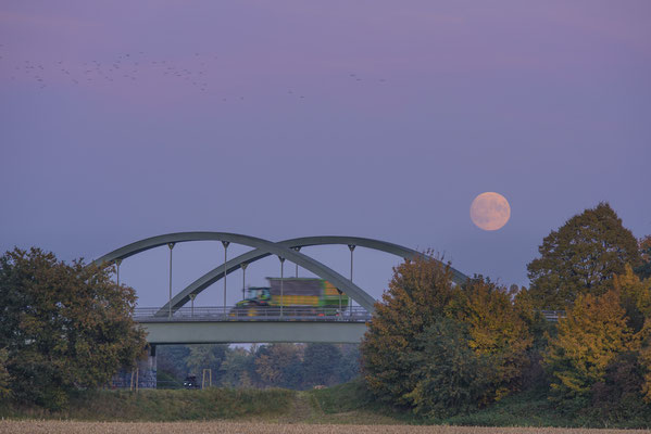 Rheine Altenrheine Schomaker Brücke Mondaufgang