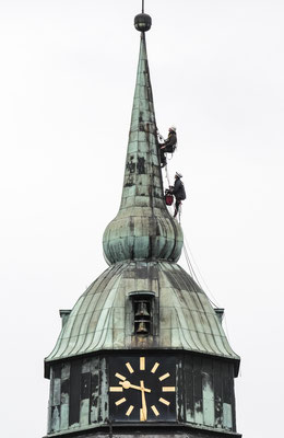 Arbeiten am Kirchturm St. Martinus Greven.