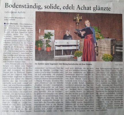 Achat in Idar-Oberstein 2020 "Riesenbeifall brandete auf ob ihrer technischen Leistung"