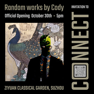 Poster image for 'Connect' solo show at Ziyuan Classical Garden, Suzhou.
