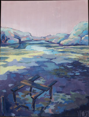 L'étang des Bois 3 _2018_ Huile 50*65 cm