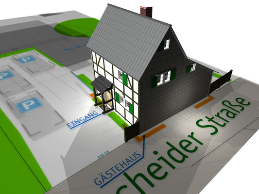 Das Gästehaus in der 3D-Ansicht