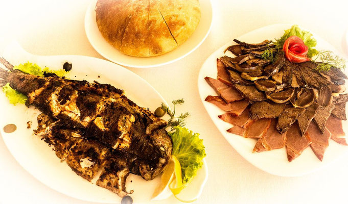 Kyrgyz meat and fish assortment