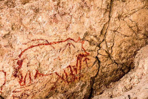 Neolithic cave of Shakhty. These rock paintings are believed to be the highest located rock art paintings in the world.