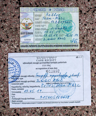 the visa is created by the foreign ministry in Stepanakert. It costs just 6 US$