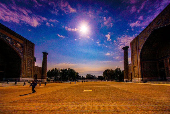 View of the Registan from Tilya-Kori Madrasah 