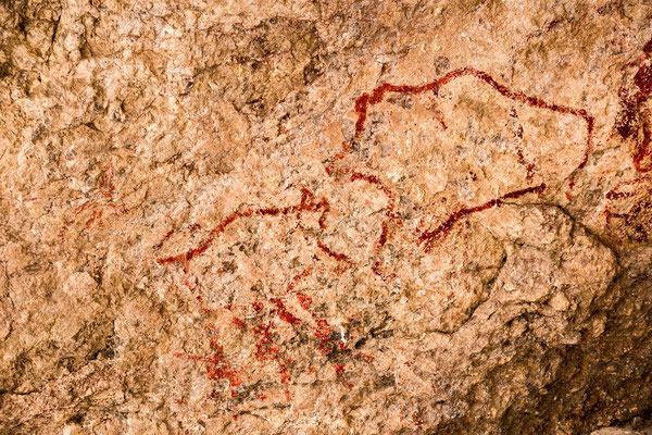 Neolithic cave of Shakhty. These rock paintings are believed to be the highest located rock art paintings in the world.