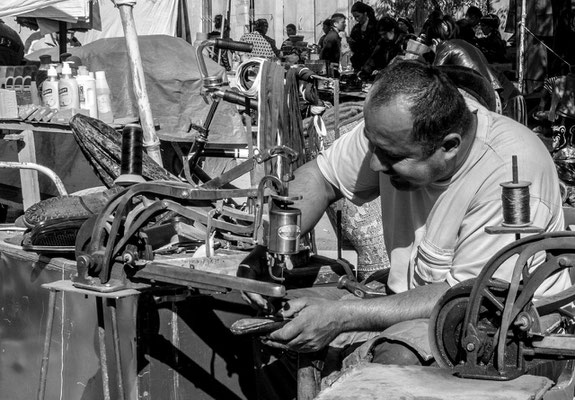 Bazaar of Khiva, Uzbekistan, shoemaker