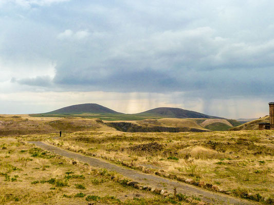 In the background a storm over Armenia