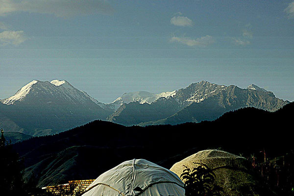 daybreak behind the Tien-Shan mountain ridge