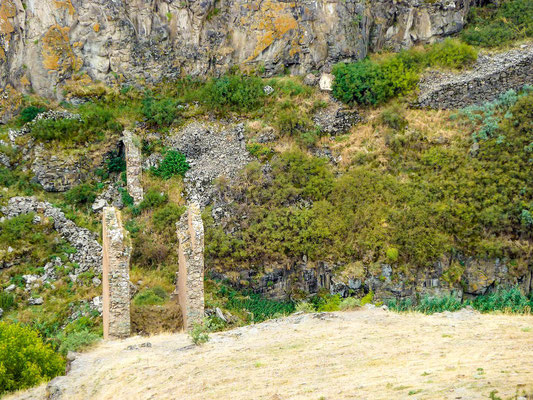 Remains of an ancient Silk Road bridge over the Akhurian river