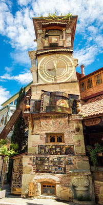 Rezo Gabriadze´s old puppet theater, witch has been updated with a new clock tower