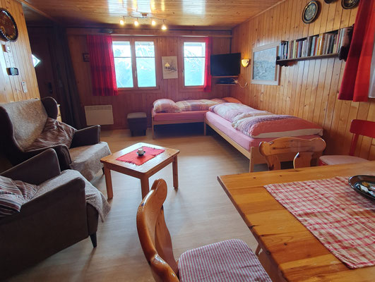 Blick vom Esstisch durchs Wohnzimmer