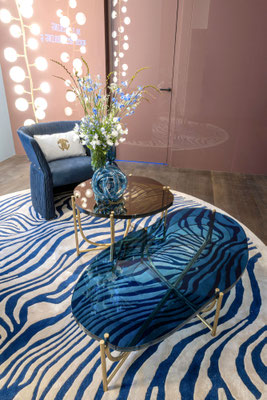 Tahoe Coffee Table by Luca Tornaghi for Roberto Cavalli Home, Sculptural side tables with fluid forms that create depth through a combination of transparency and graphic rhythm.