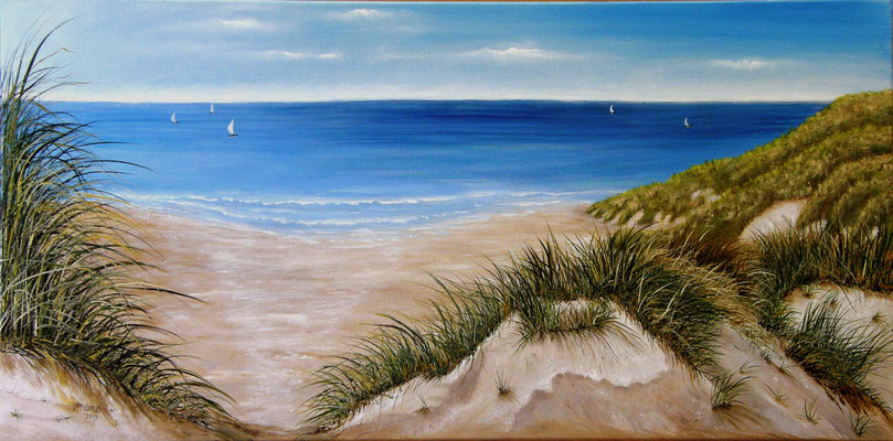 Stranddünen, Öl auf Leinwand, 100 cm x 50 cm