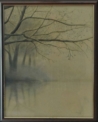 Herbstnebel, Kohle auf Malkarton 40 x 50 cm