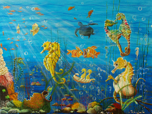 Sonntagsausflug, Acryl auf Malkarton 80 x 60 cm